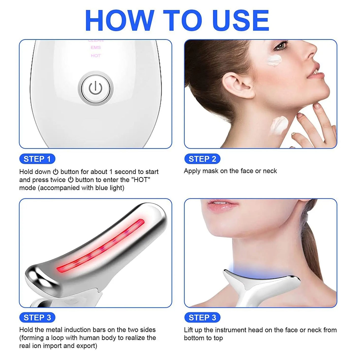 3 Colors/7 Colors Face Neck Massager Facial Lift