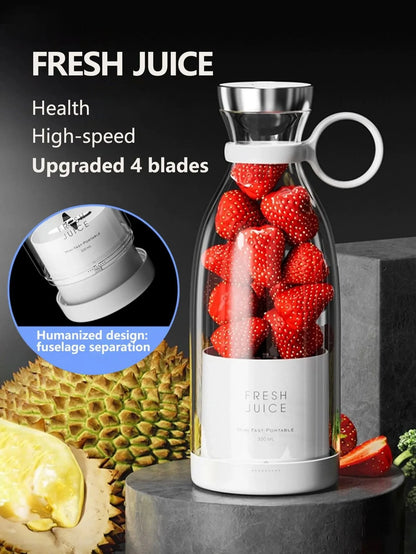 Wireless Charging 4 Blades Electric Juicer Mini Portable Blender